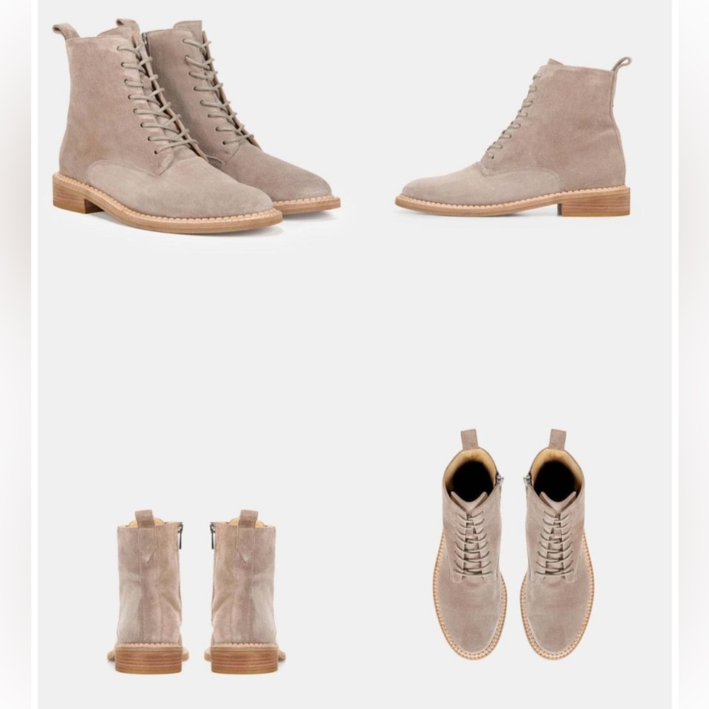 Vince Cabria Lace-Up Suede Boots in Woodsmoke 8.5 - minimal wear in box